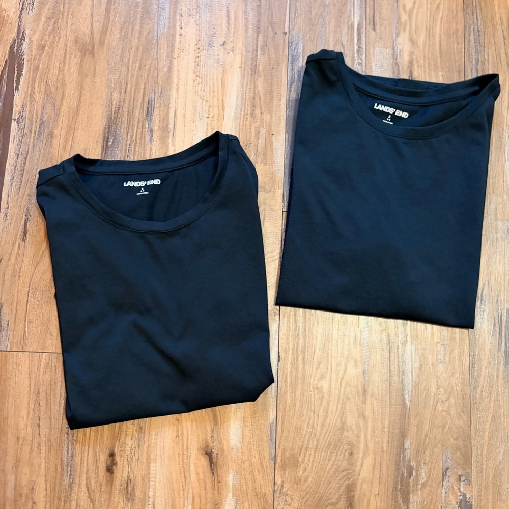 Lands' End Relaxed Supima Crewneck Black Shirts - Women’s Small